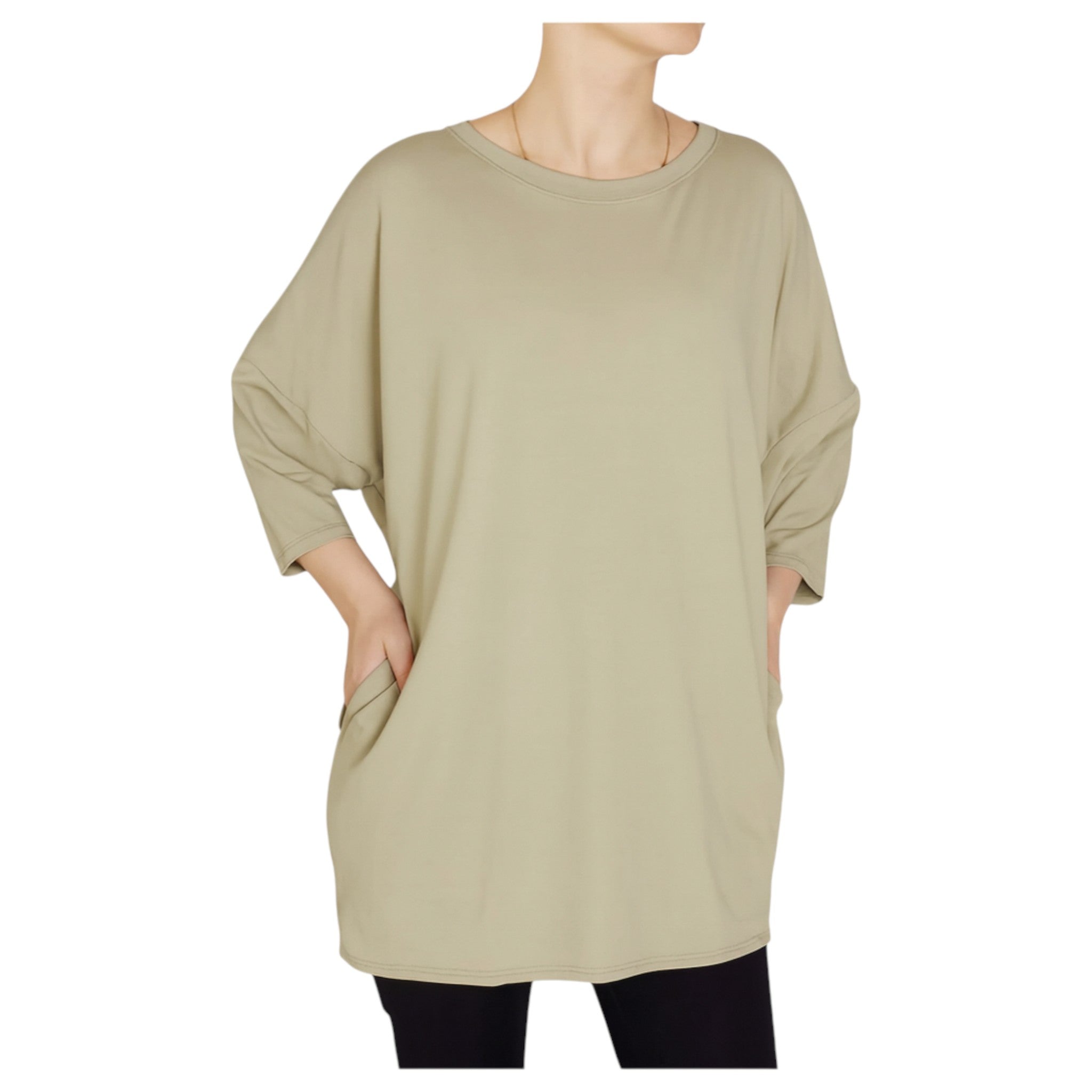 Womens oversized plain light khaki green top – ladies ex store casual long sleeve shirt